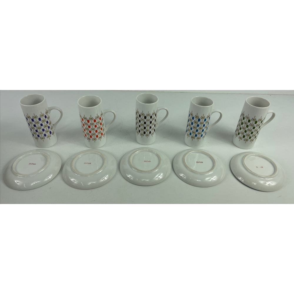 MCM Mid Century Set Of 5 Different Colored Sake, Espresso Drink Cups Atomic Vtg - Picture 7 of 16